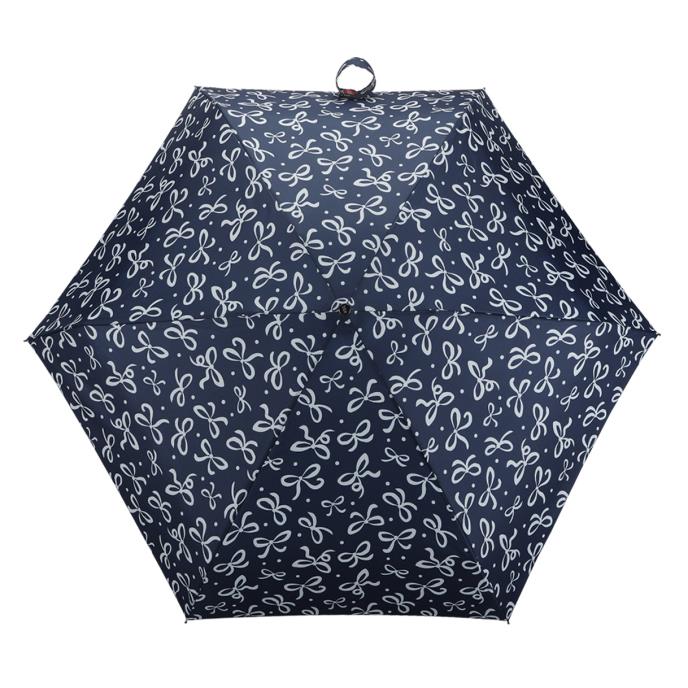 totes® XTRA Strong Mini Navy With Cream Bows Print Umbrella (5 Section) Extra Image 1